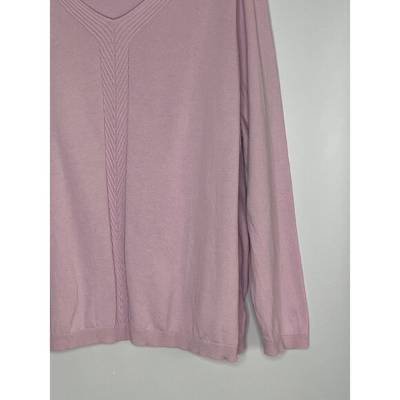 Talbots Plus Women's V-Neck 100% Cotton Lightweight Sweater Pink Size 3X - Picture 3 of 9